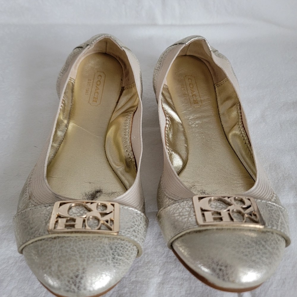 Coach gold flats